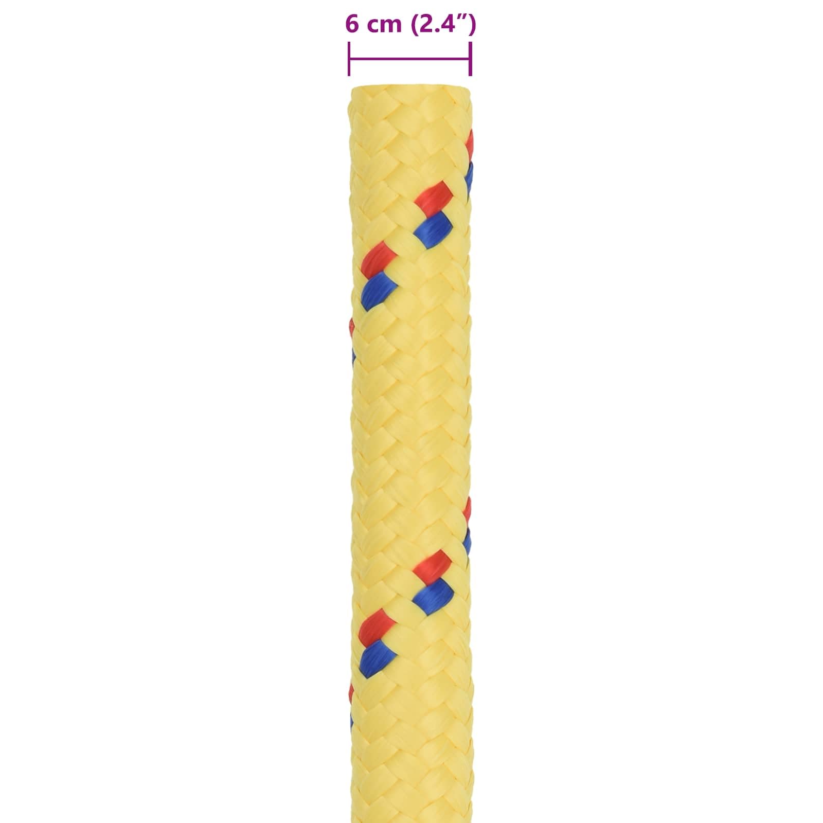 Corda per barca, 10 m, corda in polipropilene con diametro di 6 cm, gialla, impermeabile, galleggiante, per vela, barca, campeggio, fissaggio e ancoraggio