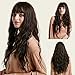 netgo Women's Brown Wig Long Curly Wavy Hair Wigs for Girl Heat Friendly Synthetic Party Wigs