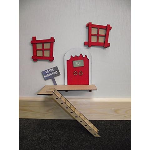 Large 3D Elf Door with Steps for wall mounting, above the skirting board, on the chimney breast or on the shelf (Fully decorated/part assembled, MDF) Cover