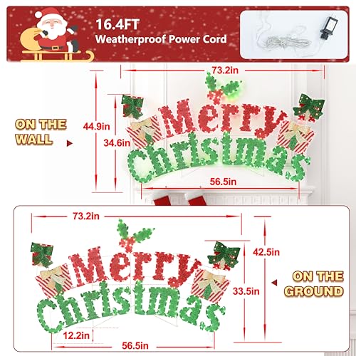 Veikou ABUNDANT RESOURCE DEVELOPMENT LTD 6Ft Lighted Outdoor Christmas Decorations, Holiday Merry Christmas Sign thumb #5