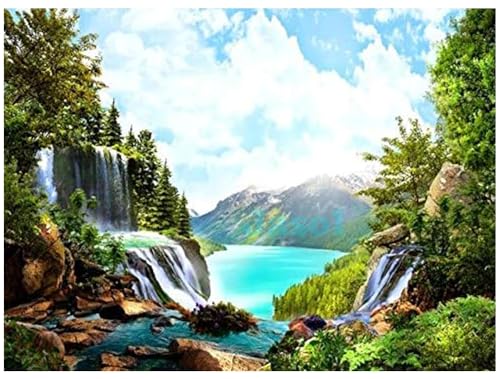 Image of Jasol Diamond Painting Kit, 40x30 Cms, Full Drill, 5D Crystals, Home Wall Decor Gift Set (Revier Side J40016)