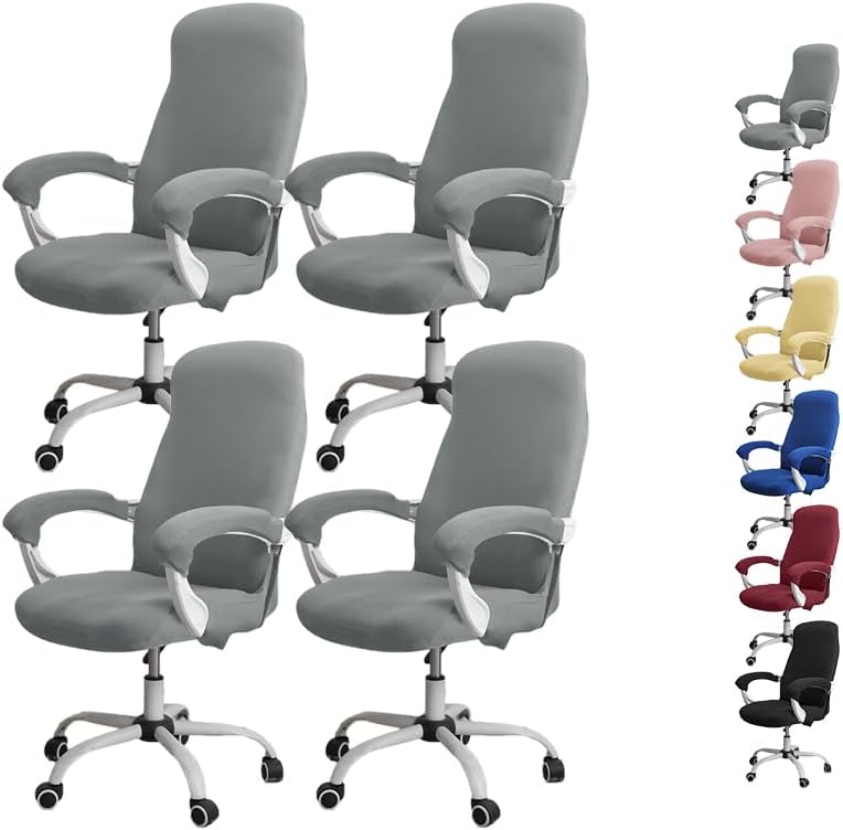 Stretch Office Chair Cover Elastic Computer Chair Slipcover Universal Desk Rotating Chair Cover with Zipper Gaming Chair Cover Boss Chair Covers Office Chair Seat Cover,B 4pcs,M
