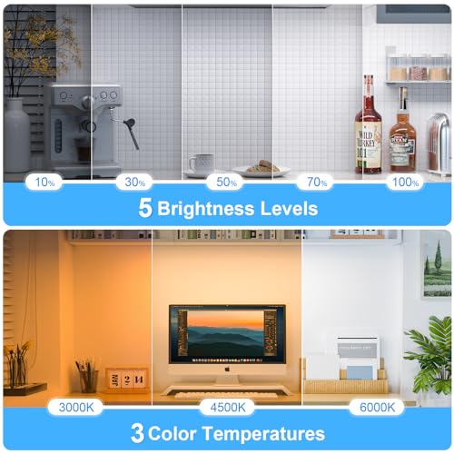 Image of Ferswe 3W Rechargeable Light Bar with Remote Control, 3 Color Adjustable Mirror Lights, 2000mAh Battery Makeup, Touch for Cabinets, Magnetic Stick On for Closet, Kitchen