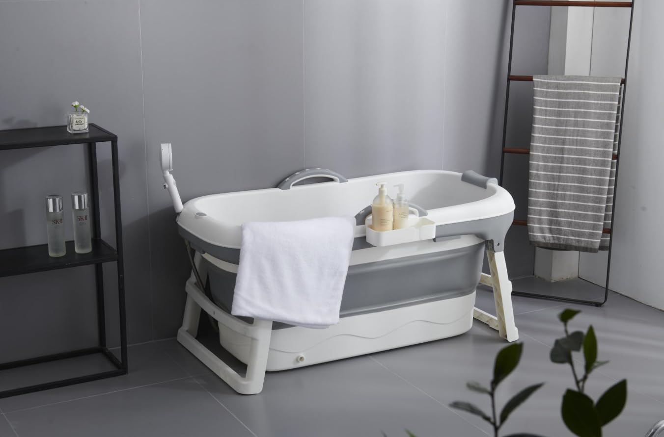 Bañera plegable para adultos, baño de hielo al aire libre, la opción más cómoda para el baño familiar, 117 x 62 x 55 cm (117 gris)