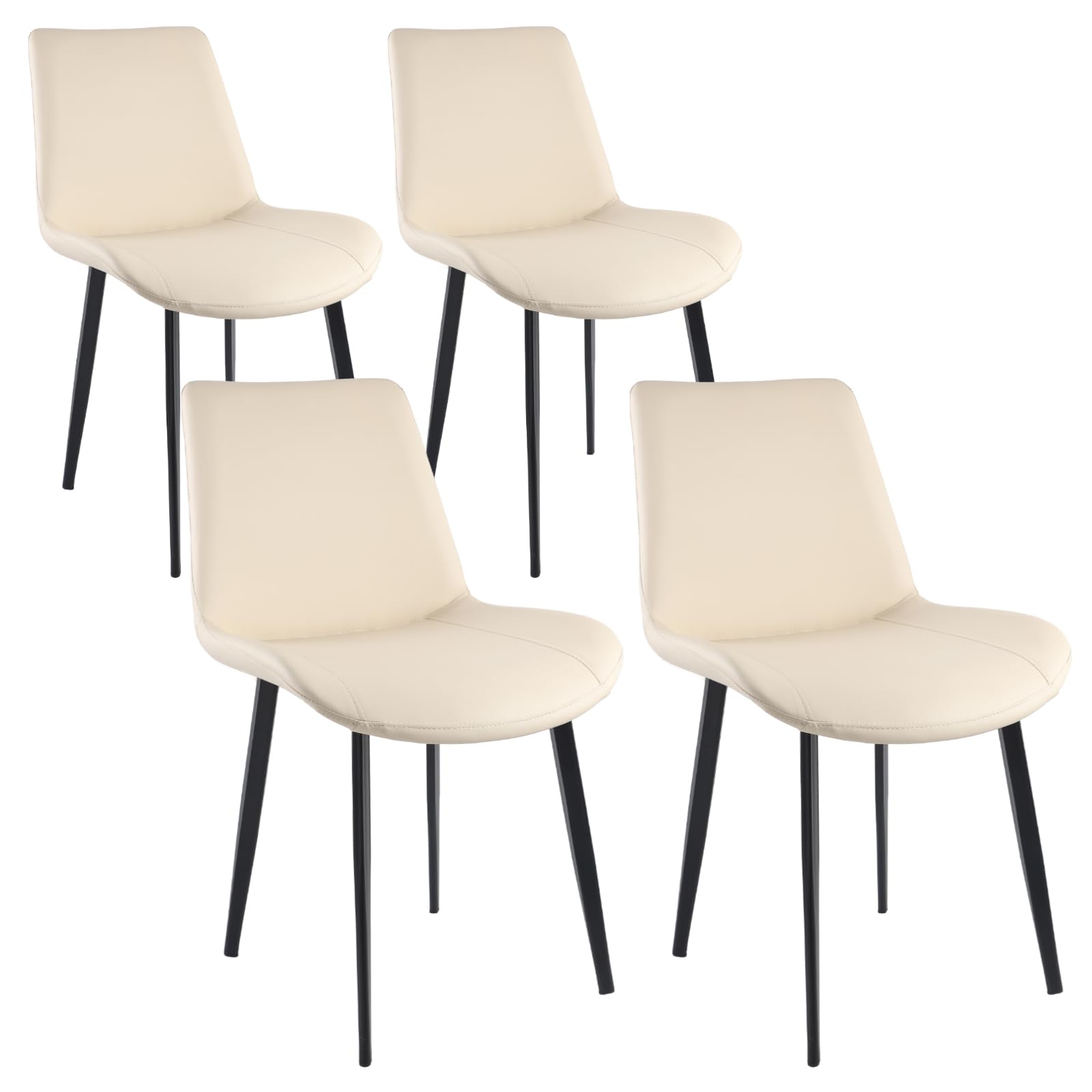 AmoUnico Dining Chairs, Modern PU Leather Dining Chairs, Dining Room Chairs with Sturdy Metal Legs, Upholstered Seat Kitchen Chairs for Living Room,