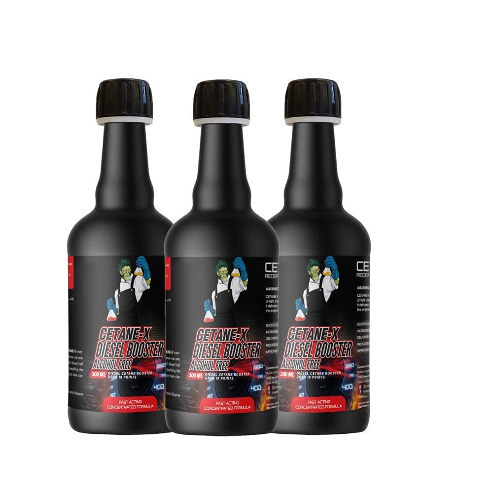 CETANE-X Cetane Booster for All Diesel Cars - Clean Fuel System, Reduce Emission & Black Smoke, Improve Fuel Economy and Pickup (300 ml, Pack of 3)