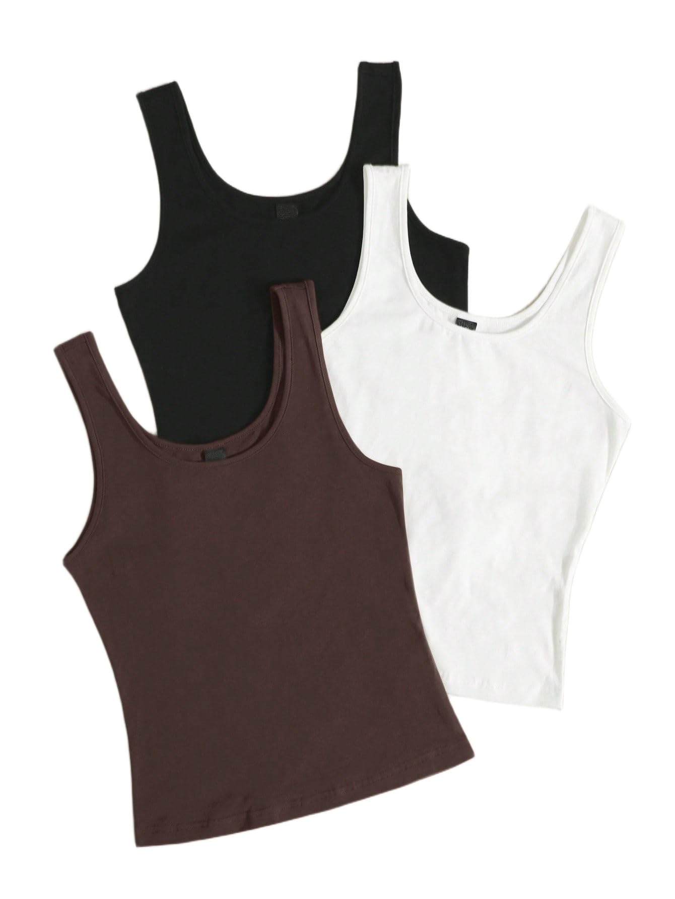 ddaspration Women's 1x1 Rib Cotton Stretch Tank Top Sleeveless Basic Vest Pack of 3-picture-18