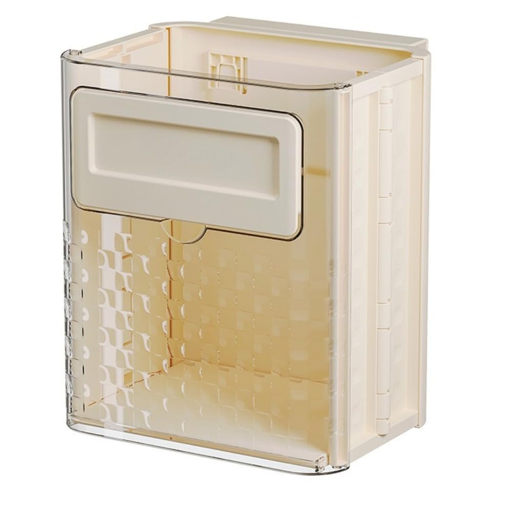 HeartTrend壁掛け型ゴミ箱、蓋付き、折り畳み式、10リットル、吊り下げ式ゴミ箱、収納、スペース節約、穴あけ不要、トイレ・キッチン・洗面所・キャビネット用、清掃簡単 (ホワイト,23.5*17.5*27.7cm) - 2