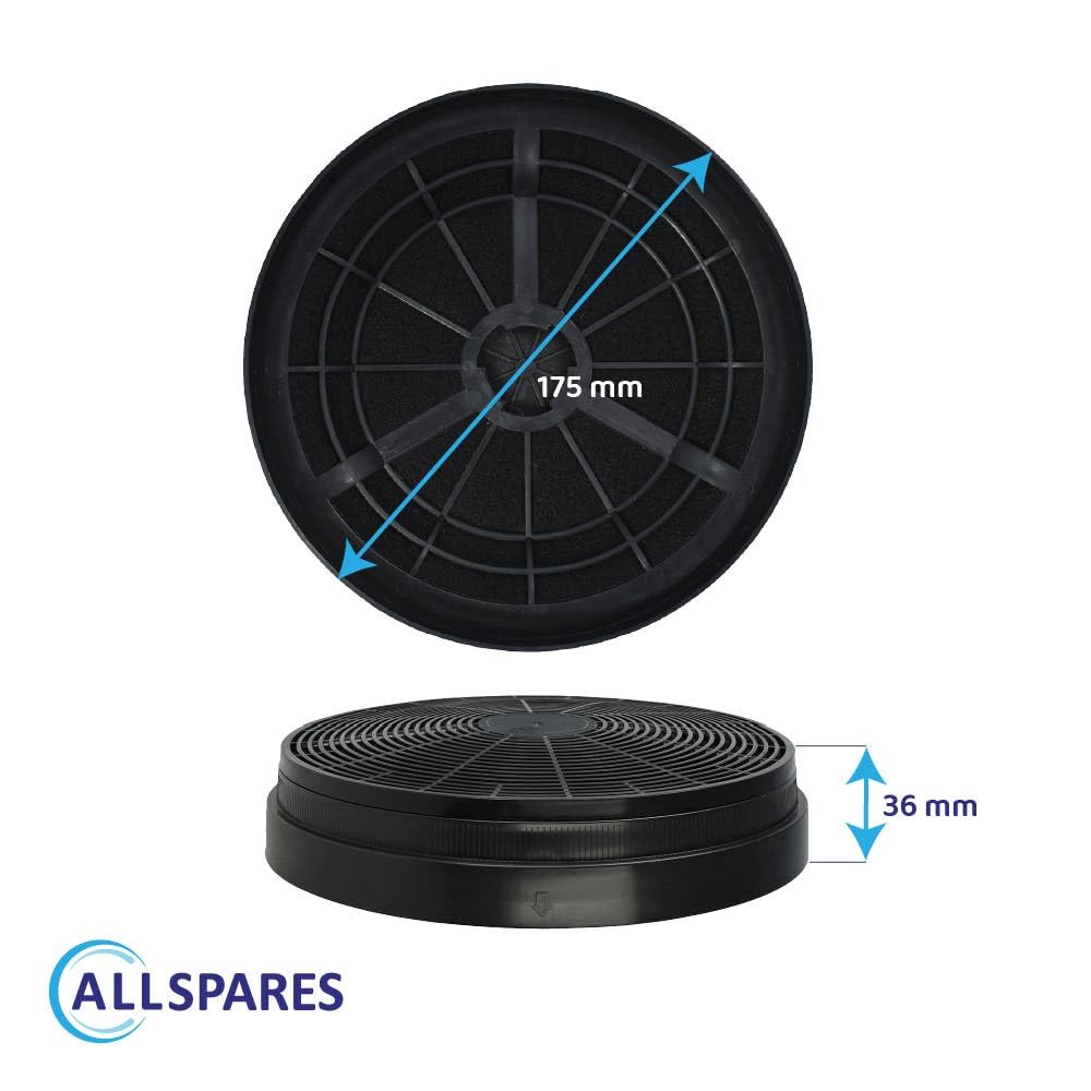 AllSpares© Lot de 2 filtres à charbon actif pour Respekta / Klarstein / Colbe / Bomann 256100 R2 KF 561 / DU 612/620/621 / MIZ 0023 / MIZ0023