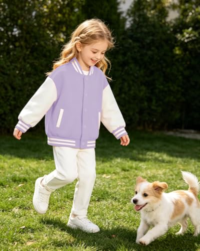 Image of Cromoncent Kids Varsity Baseball Jacket Colorblock Bomber Coat Unisex Boys Girls School Outwear, 18 Months - 14 Years