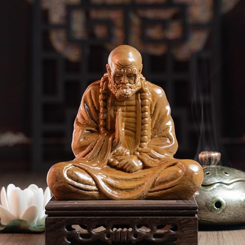 Estatua de Madera Bodhidharma en Meditación miniatura 2