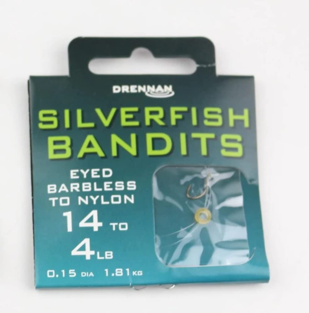 Drennan Silverfish Bandits eyed barbless to nylon 14 to 4lb, qty 8 โ image 1