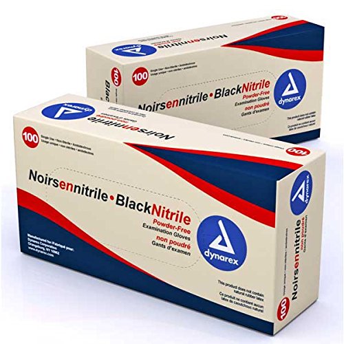 Dynarex - Powder-Free Heavy-Duty Black Nitrile Exam Gloves - Box Size Large - //coolthings.us