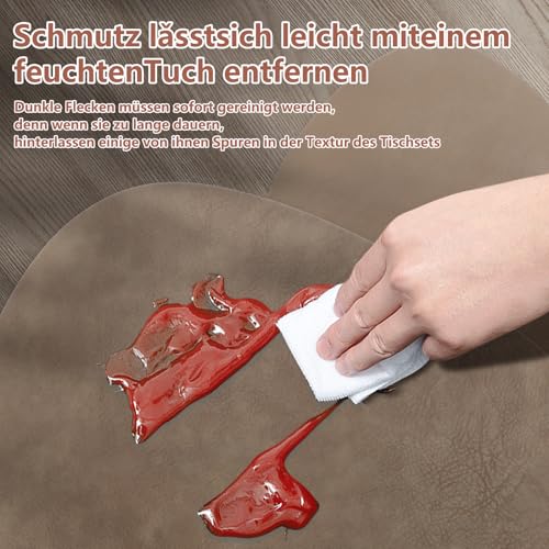 HELI MIAO 6er Set Tischset aus Leder-Imitat，Platzsets abwaschbar und wasserdicht，Platzdeckchen Lederoptik mit Untersetzer… – Ansicht 4
