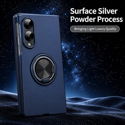 Image of amazon basics for Samsung Galaxy Z Fold 8 5G Case with Magnetic Ring Holder, 360 Rotating Bracket, Hinge Protection Slim Anti-Drop Shockproof Case (Blue)