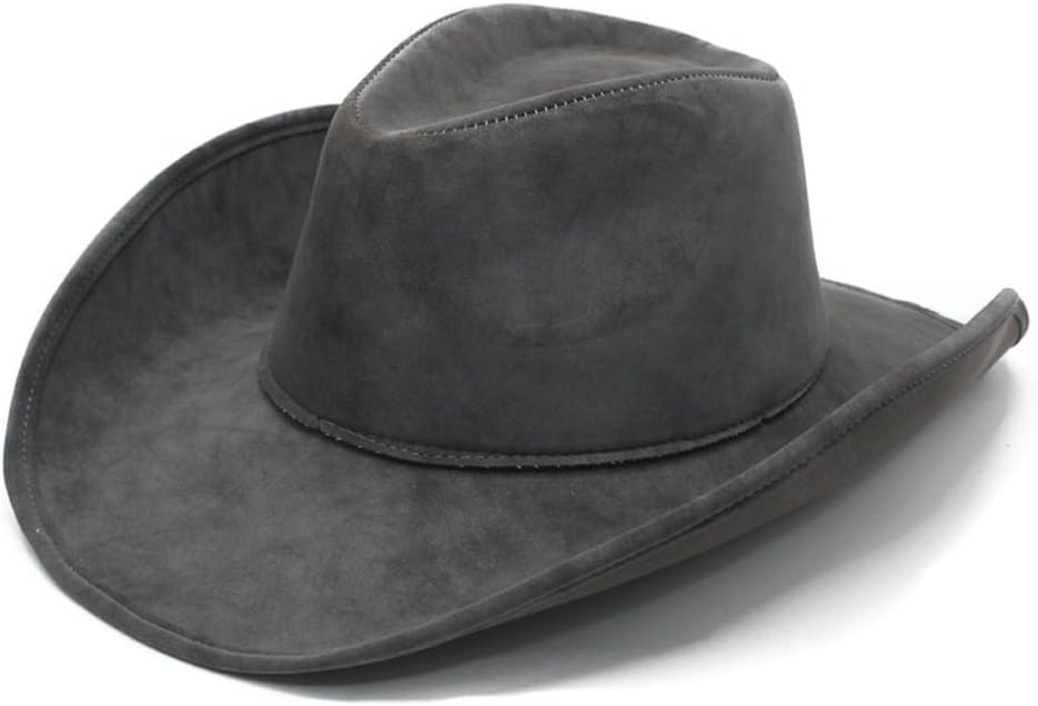 Western Cowboy Hat, Brown, Suede Leather, Wide Brim, Distressed Finish