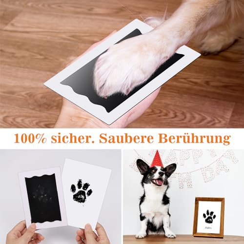 2 pcs Fußabdruck Baby Nabance Pfotenabdruck set Hund Katze mit 4 Karten Baby Fussabdruck set Baby Handabdruck Abdrücke Hundenasenabdruck Hundegeburtstag Geschenk für Hundebesitzer
