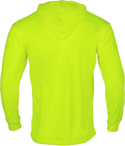 Miniatura 3 de Camisas de manga larga de seguridad de alta visibilidad para hombre, paquete de 3 camisas de trabajo de construcción con capucha (amarillo, XL)