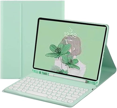 Miniatura 13 de Funda para iPad Air 13 (M3 2025/M2 2024)/iPad Pro 12.9 2022/2021/2020 con teclado, teclas redondas, imán desmontable, Bluetooth, funda para teclado