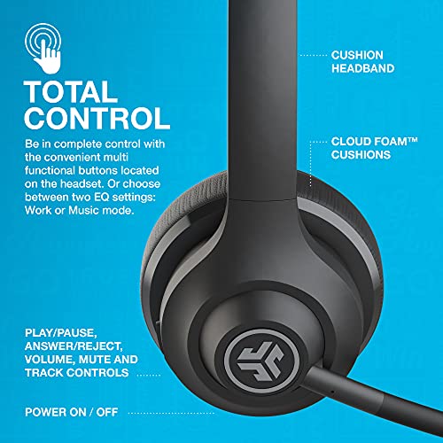 JLab Go Work Wireless Headsets with Microphone, 45+ Playtime PC Bluetooth Headset and Multipoint Connect to Laptop Computer and Mobile, Wired or Wireless Headphones (1 Pack) by JLab - Image 6