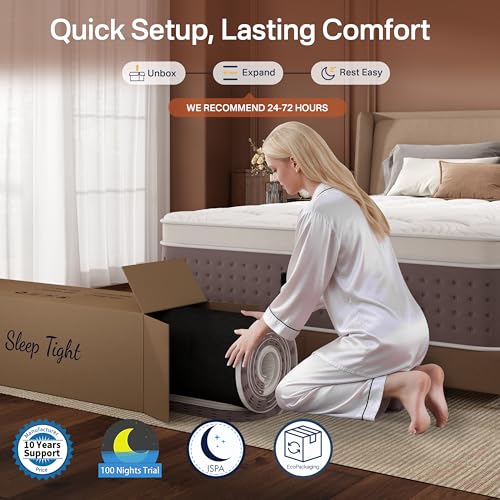 Image of King Size Mattress 14 Inch, Hybrid King Mattress in a Box, Medium Firm Mattresses with Individual Pocket Springs and Soft Memory Foam for Cooler Sleep, Pressure Relief, Edge Support, 365-Night Trial