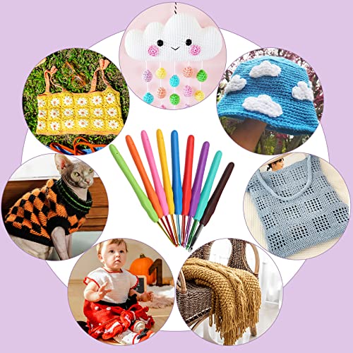 Image of Aeelike Beginner Crochet Kit, Light Purple | 59pcs Crochet Starter Kit for Adults and Kids, Basic Crochet & Knitting Supplies Kit for Beginners, Crochet Kit Storage Bag
