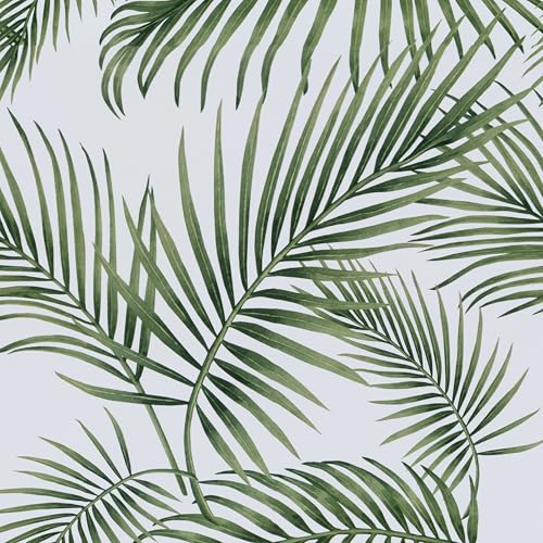 Hode Möbelfolie Selbstklebende Tapete Palmen 44x200cm, Klebefolie Grün Muster Blätter Badezimmer Küche Kinder Wand Selbstklebend, Folie für Möbel, Dekofolie Türtapete Klebefolien