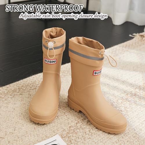 Image of Nutropa Mid Calf Rain Boots for Women, Anti-Slip Outdoor Work Rain Shoes | Waterproof Garden Boots, Lightweight, Comfortable Rainboots, Outdoor Mud Work Booties