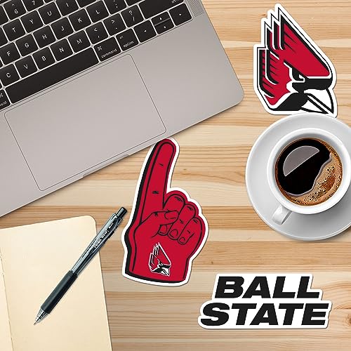Image of Ball State University 7ct Vinyl Large Deluxe Stickers Variety Pack - Laptop, Water Bottle, Scrapbooking, Tablet, Skateboard, Indoor /Outdoor - Set of 7