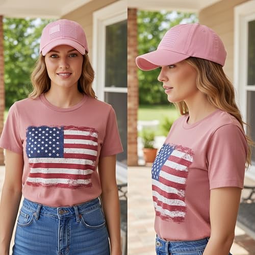 Image of USA Flag Hat American Flag Embroidered Patriotism On Display Comfortable Adjustable One Size Fits Most