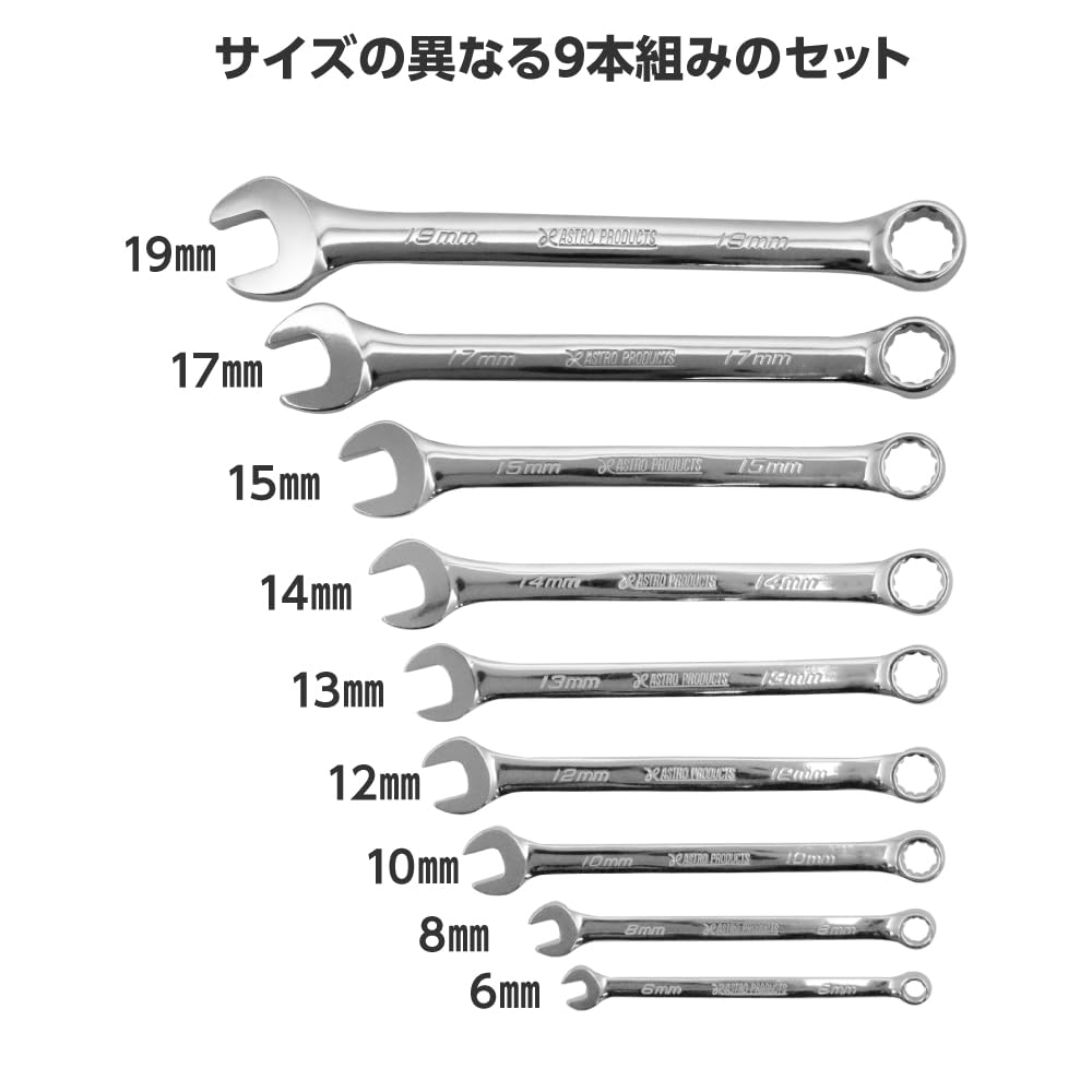 KBS  コンビネーションレンチ　９本 アストロプロダクツ コンビネーションレンチセット ミリ (9本組