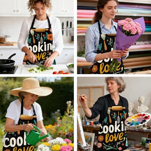 Image of Nuxovilar Cute Cooking Kitchen Apron, 26.77 * 30.7 Inches, Essential for Kitchen Cooking, Baking, Festive Gatherings