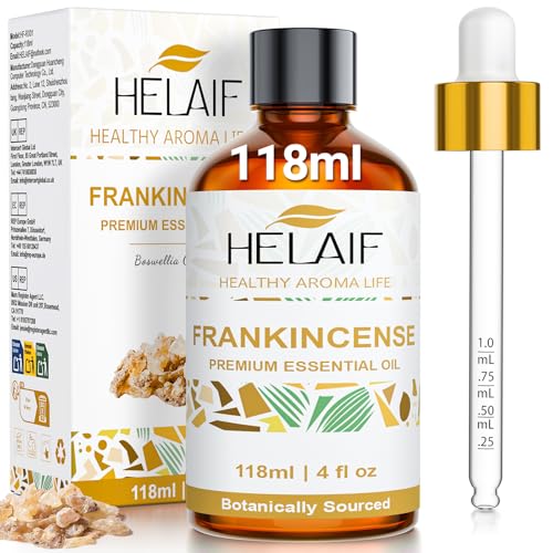 HELAIF Olio Essenziale di Incenso 118ML-4 FL.Oz Naturale Rilassamento, Cura della Pelle, Lenitivo, Meditazione Yoga, Diffusore