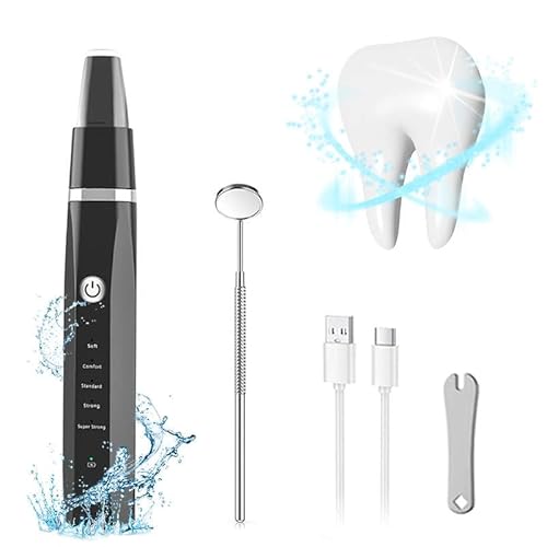 Wizcom Teeth Cleaning kit with 5 Modes, Waterproof, Tartar, Tooth Coffee Stains, Smoked Teeth Dental Plaque Calculus Remover Dental Cleaning (Black)