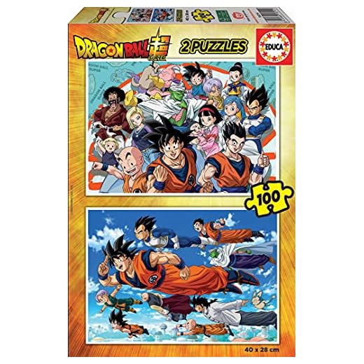 Educa - Puzzle Dragon Ball 100 Piezas | Conjunto de 2 Puzzles Infantiles de 100 Piezas Cada Uno | Personajes y Heroes de Dragon Ball | Recomendado A Partir de 6 años (18214)