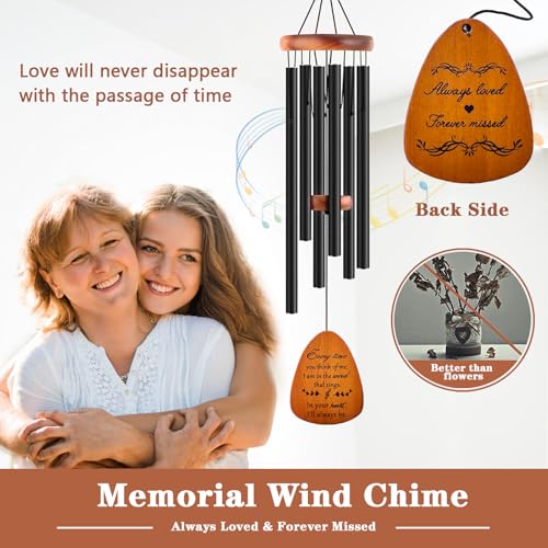 Image of Soopau Sympathy Wind Chimes, Memorial Wind Chimes for Loss of Loved One, Sympathy /Memorial /Bereavement /Condolence Funeral Gifts in Memory of a Loved One Mother Father, 30 inch Wooden