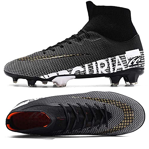 HESBITEUL Herren Fußball Stiefel High Top Spikes Microfaser Cleats Beruf...