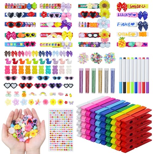 BFZMSLY Cheer Pins Making Kit, Spirit Clothes Clips Craft Set, Bulk Gift for Cheerleading Team (150)