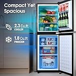 4.1 Cu.Ft Fridge with Bottom Freezer and Drawer, 2 Door Refrigerator with 7 Adjustable Temperature Settings for Bedroom, Dorm, Office, Apartment, Large Capacity, Silver - Image 2