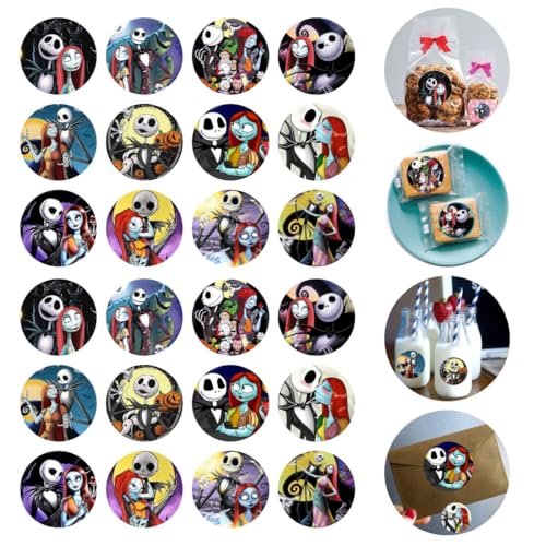 120pcs Nightmare Round Stickers Nightmare Waterproof Stickers for Birthday - 10 Sheets