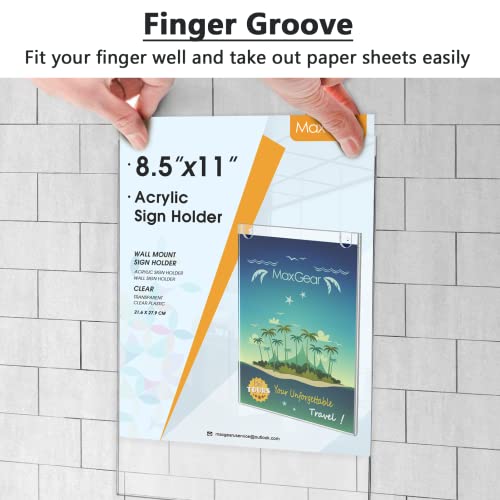Image of MaxGear Wall Mount Sign Holder, 8.5 x 11 Vertical, 6 Pack