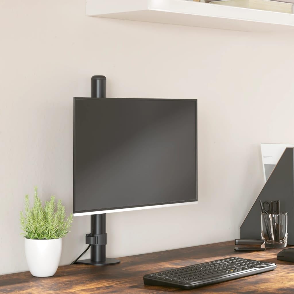 Supporto per monitor nero in acciaio VESA 75 100 mm, regolabile in altezza, orientabile, inclinabile, girevole, per schermi da 13-32 pollici, fissaggio stabile, universale, per ufficio