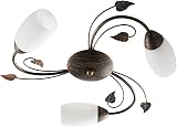 Lindby Plafonnier Stefania à intensité variable (Antique, Classic) en Marron Verre e. a. pour Salon & Salle manger (à 3 lampes E14) Luminaire Lampe Plafond Eclerage - 1