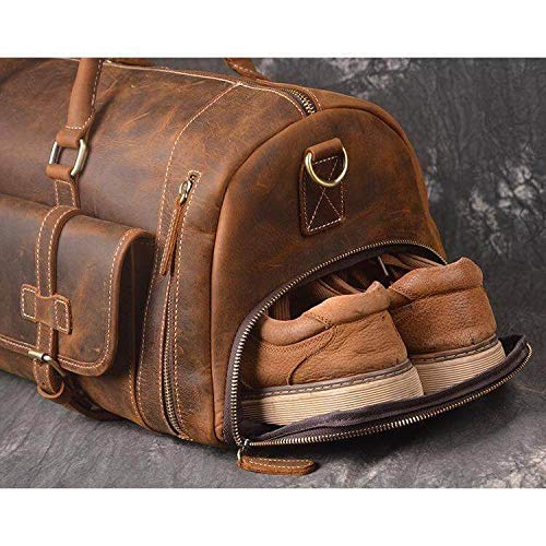 Vintage Crazy Horse Leather men's Travel Duffle luggage Bag Gym Sports Overnight Weekend (20