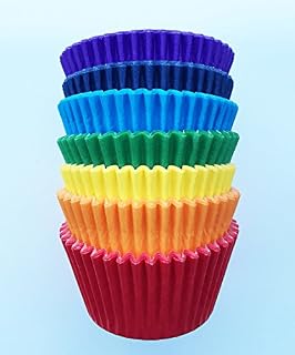 84 Excellent Quality Muffin Rainbow Cases- 12 Red, Orange, Yellow, Green, Blue, Pink and Purple