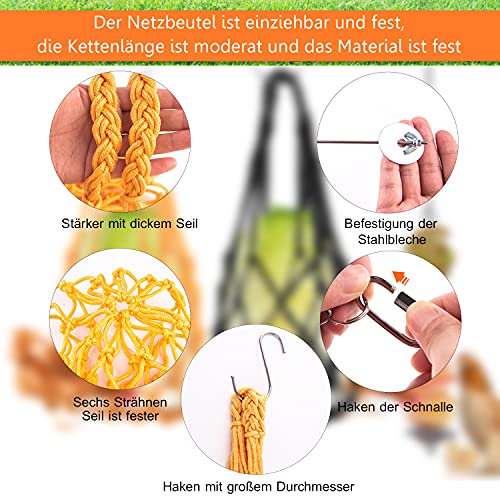 QUACOWW Hähnchen Obst und Gemüse Fütterungs Netzbeutel , 3 Stück Hähnchen Futterautomat, Edelstahl Feeder für Hähnchen… – Bild 5