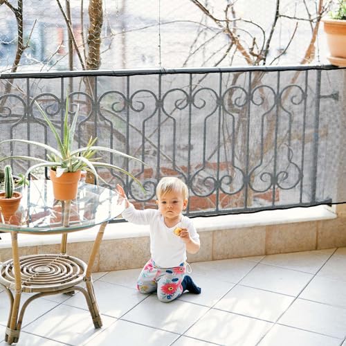 Hosuly Banister Guard 15 x 3 ft Balcony Netting for Kids Pets Stairway Safety Net Baby Fence Door Balcony Netting Safety Mesh Stair Net with No Drilling for Apartment Railing(Black) Hosuly Banister Guard 15 x 3 ft Balcony Netting for Kids Pets Stairway Safety Net Baby Fence Door Balcony Netting Safety Mesh Stair Net with No Drilling for Apartment Railing(Black)