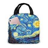 The Starry Night Van Gogh Lunch Bag For Women Insulated Lunch Box Reusable Cooler Tote Bag For Work...