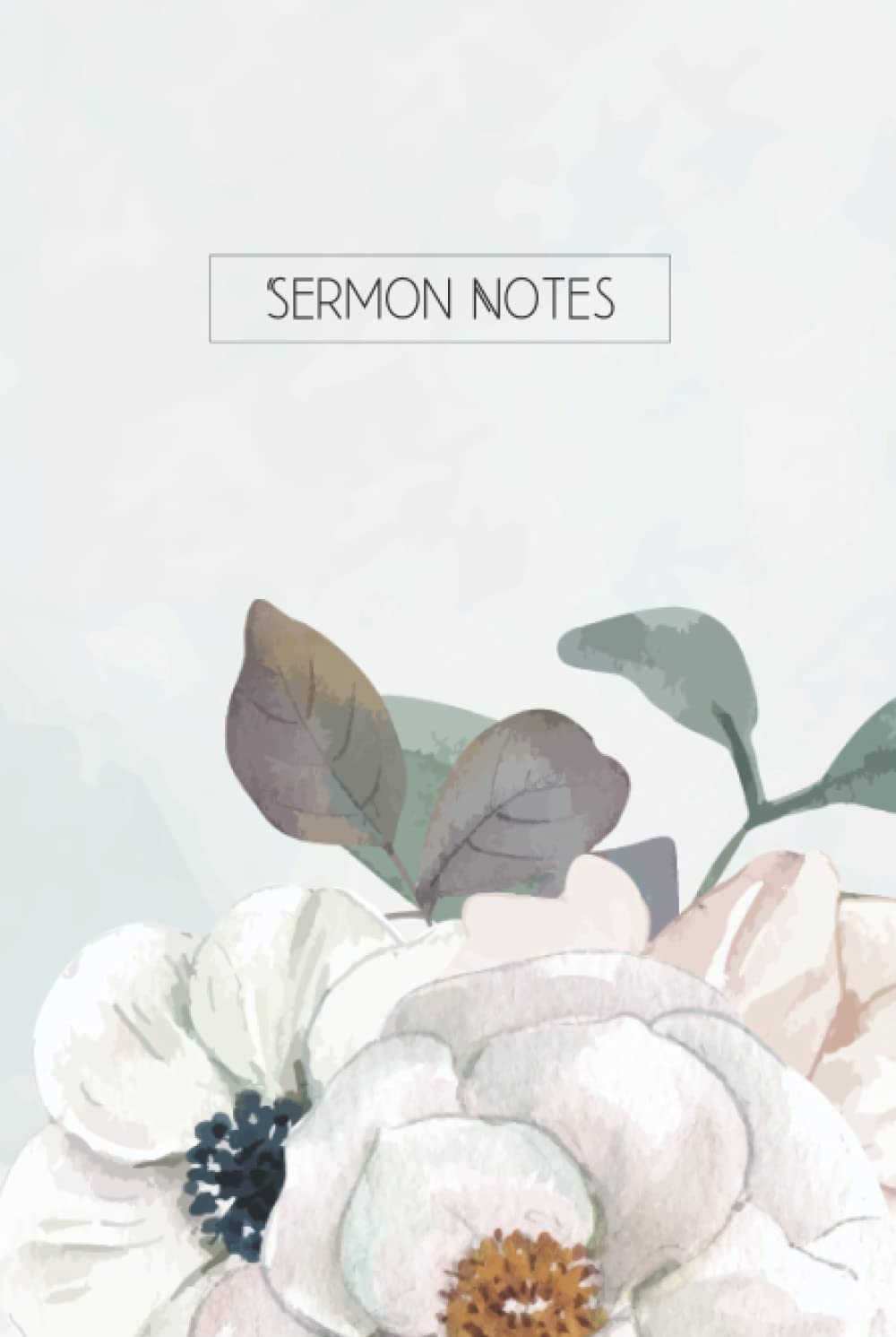 Carnet de notes de sermon chrétien floral 15x23 cm pour l'église