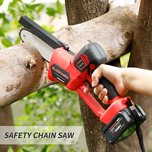 BLUESTAMEN 8 Inch Cordless Battery Powered Chainsaw (2 Battery Included)